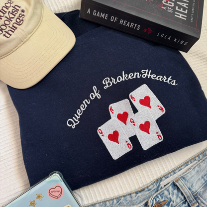 Rose’s Duet Broken Hearts embroidered sweatshirt flat lay inspired by Lola King