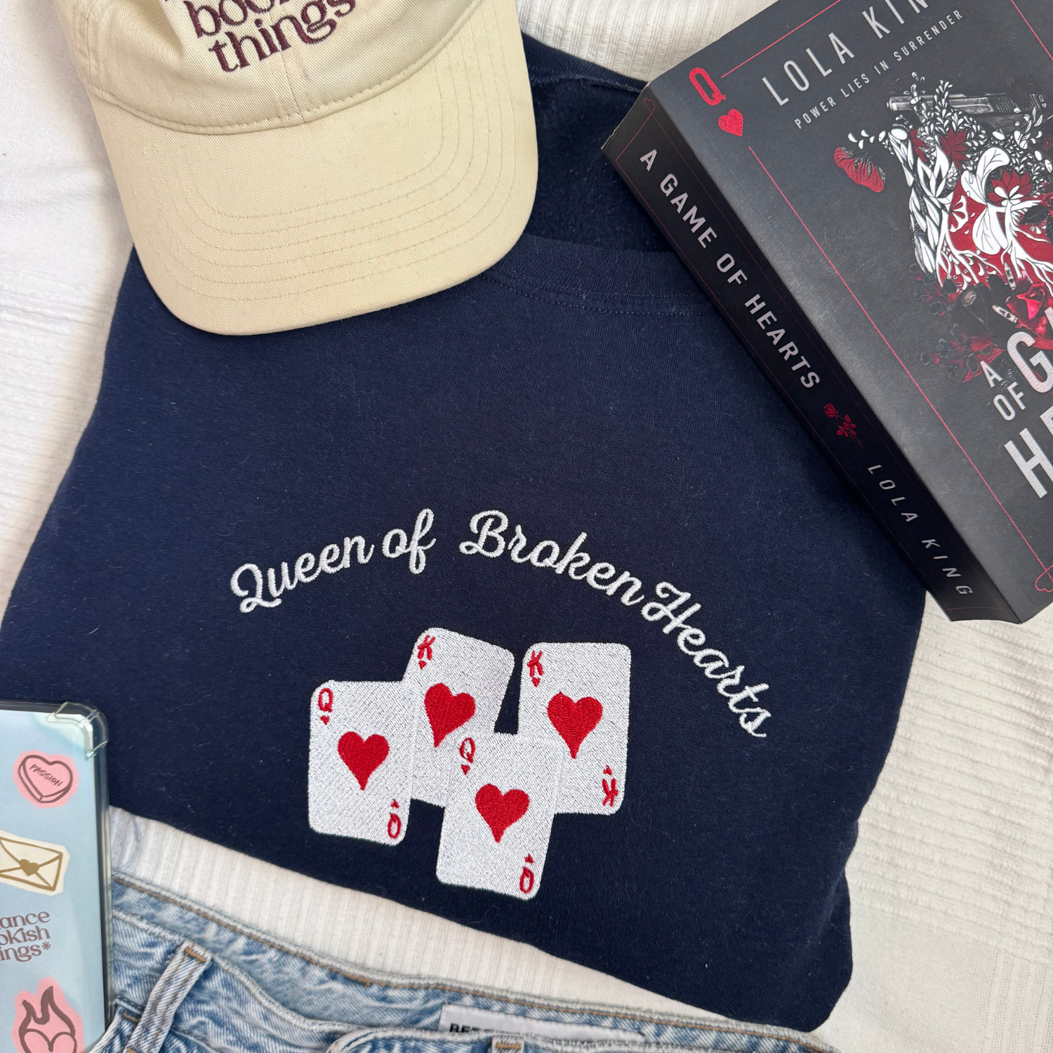 Rose’s Duet Broken Hearts sweatshirt flat lay detail