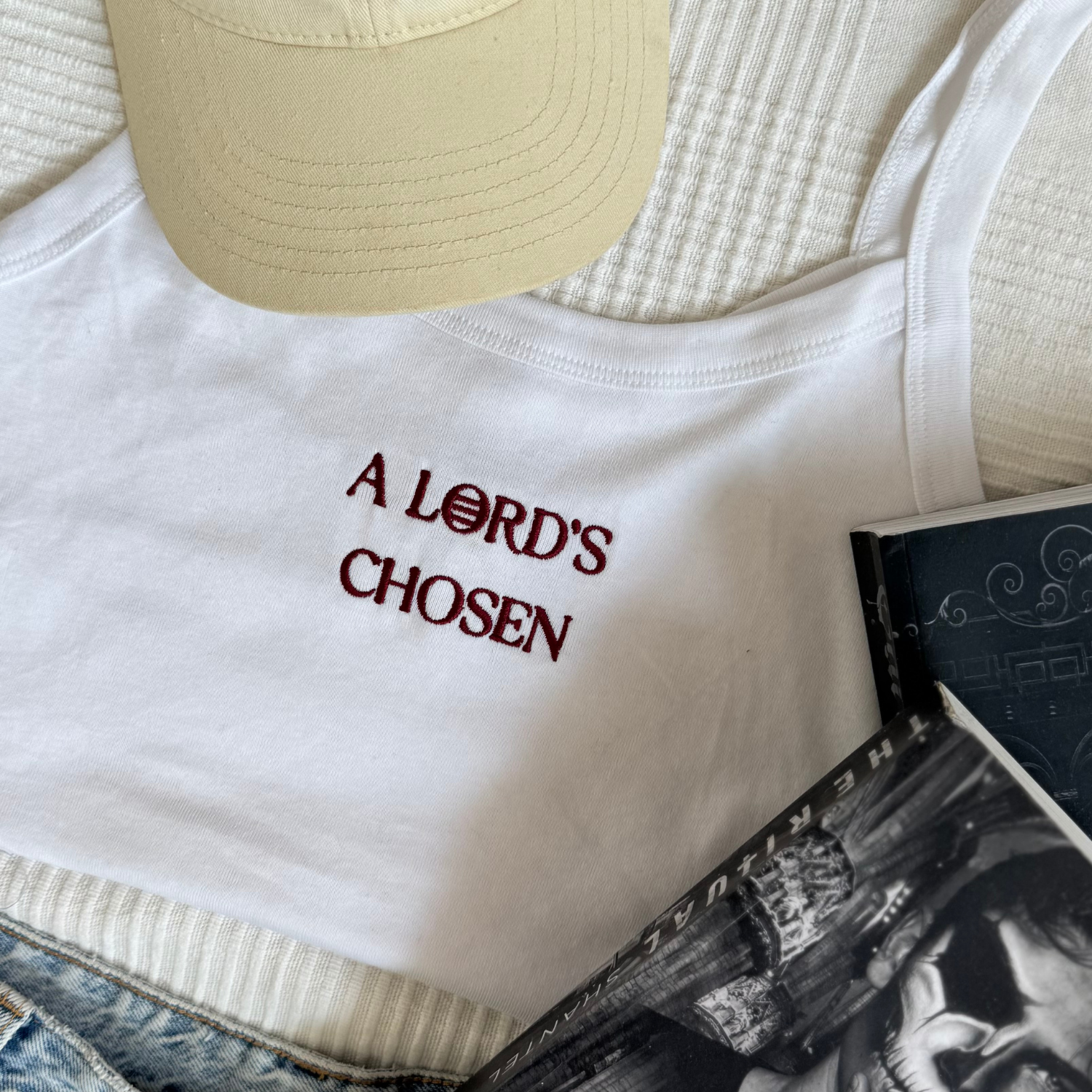 White Tank Top Lords Embroidered inspired by Shantel Tessier
