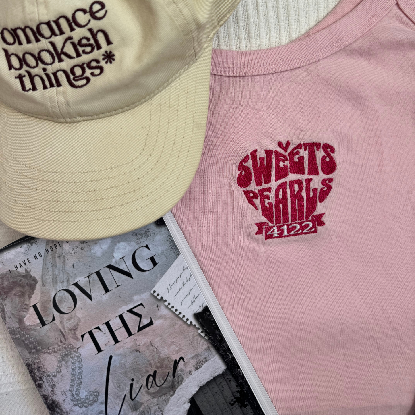 Loving the Liar embroidered tank top flat lay inspired by Lola King