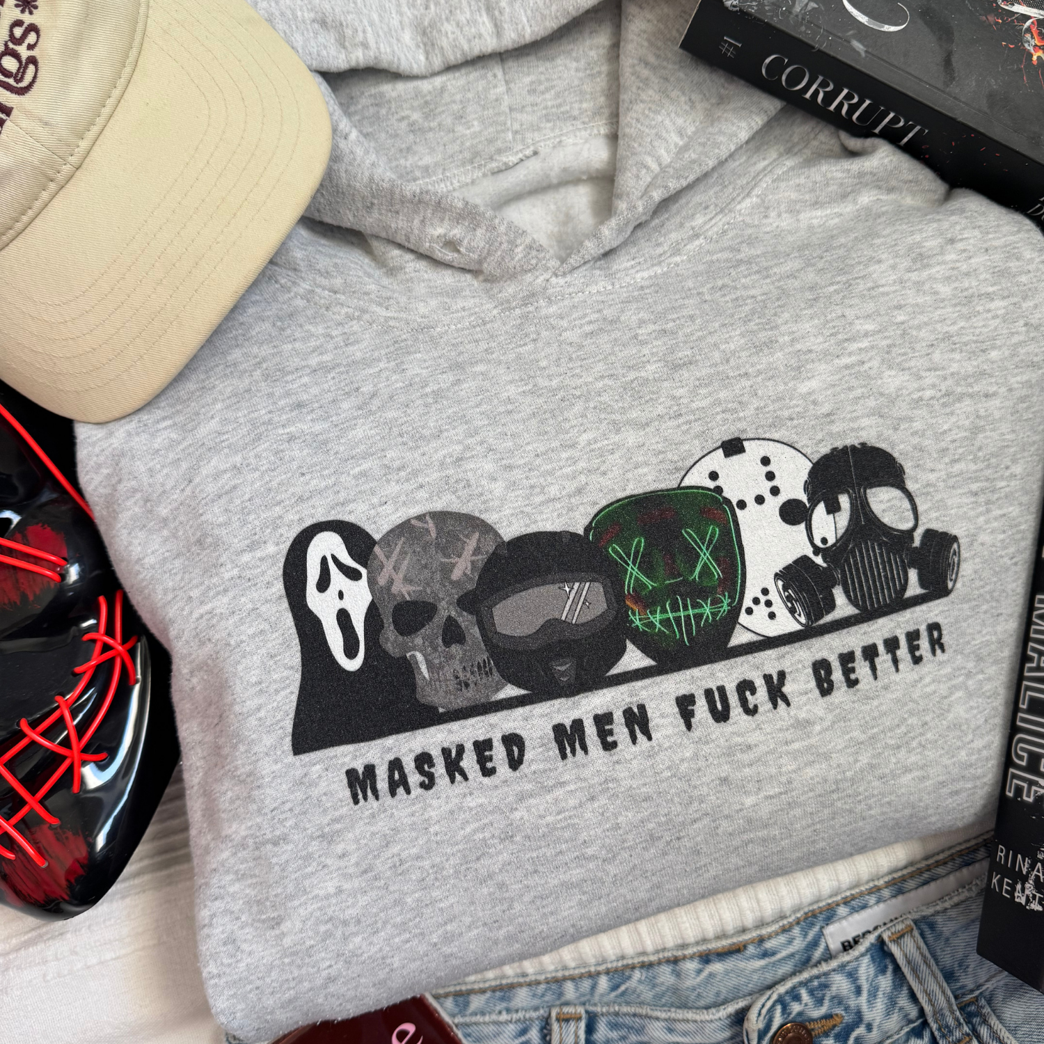 Masked Men hoodie flat lay dark romance merch