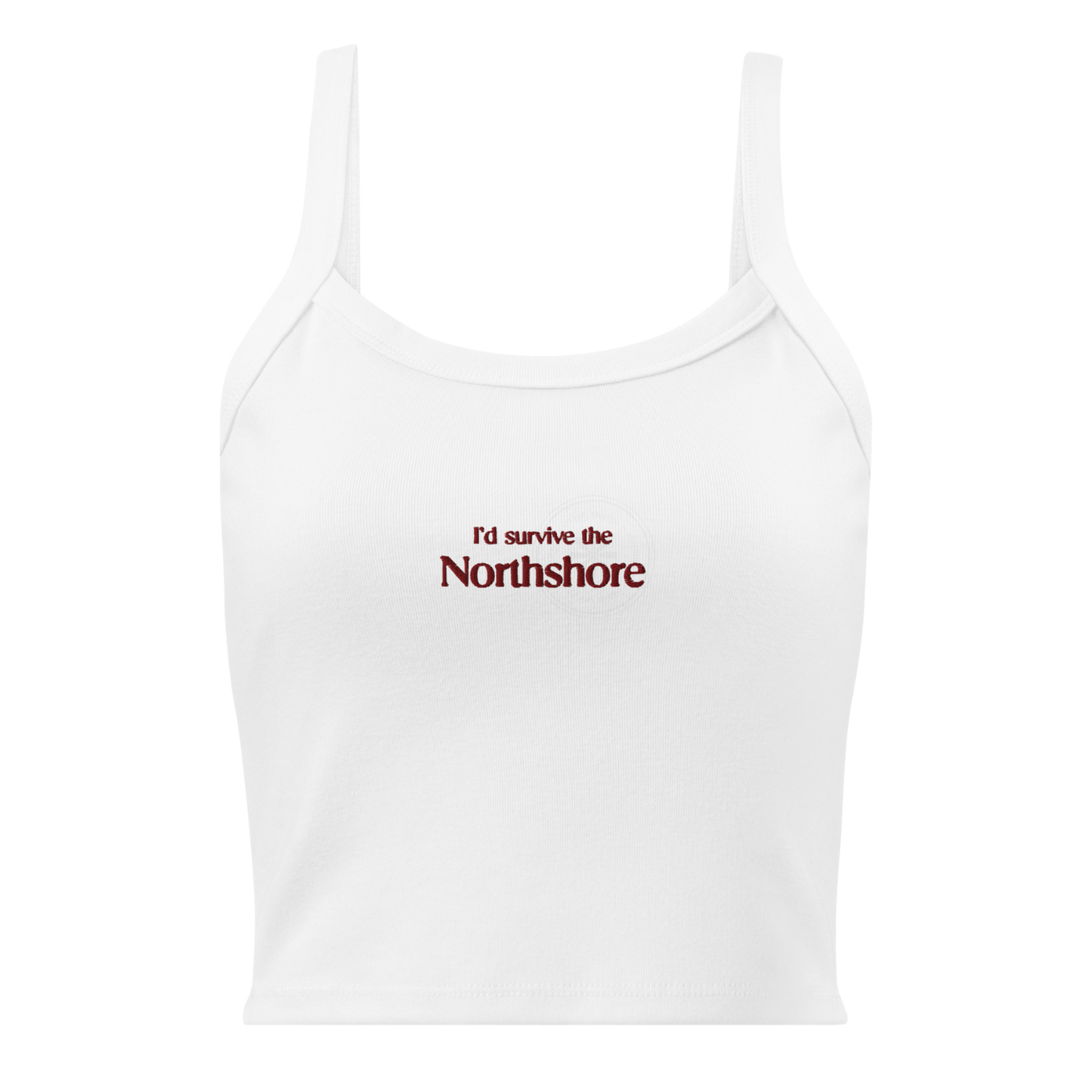 Mockup White Tank Top with text I´d survive the Northshore Lola King Merch