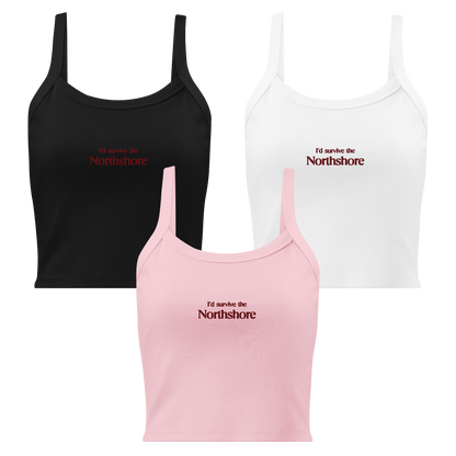 Mockup White, Black and Pink Tank Top with text I´d survive the Northshore Lola King Merch