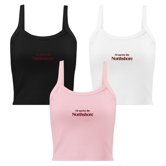 Mockup White, Black and Pink Tank Top with text I´d survive the Northshore Lola King Merch