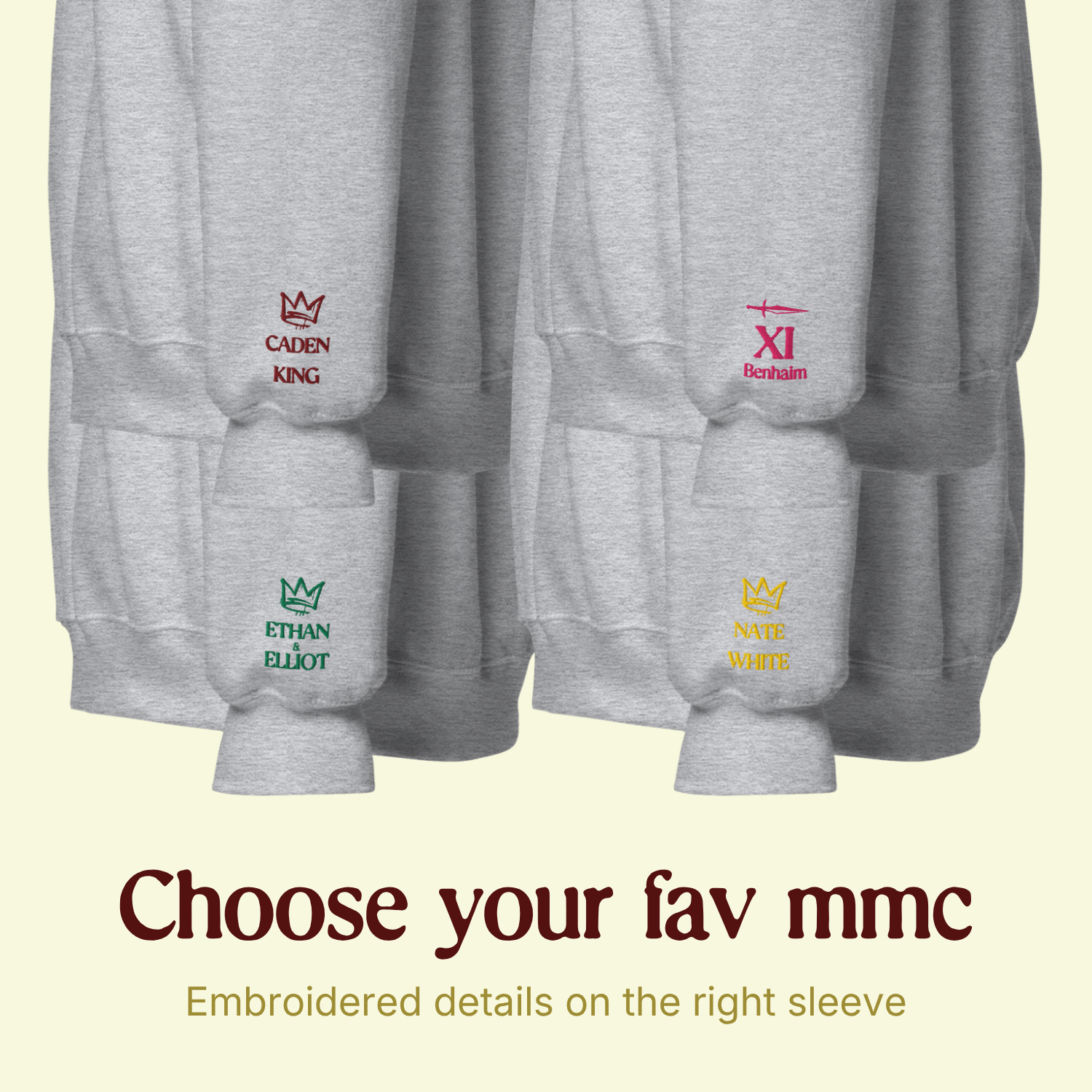 embroidered sleeve detail North Shore sweatshirt inspired by Lola King