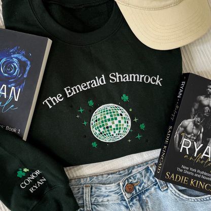 Emerald Shamrock embroidered sweatshirt flat lay green