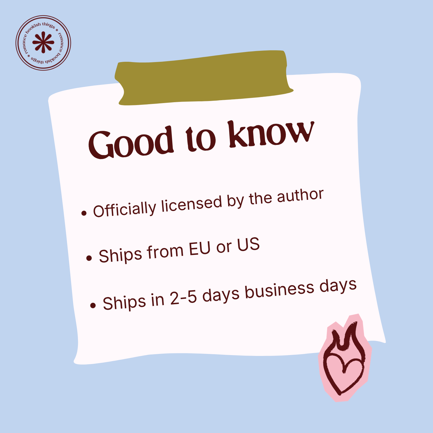 bookish merch shipping and production information Romance Bookish Things