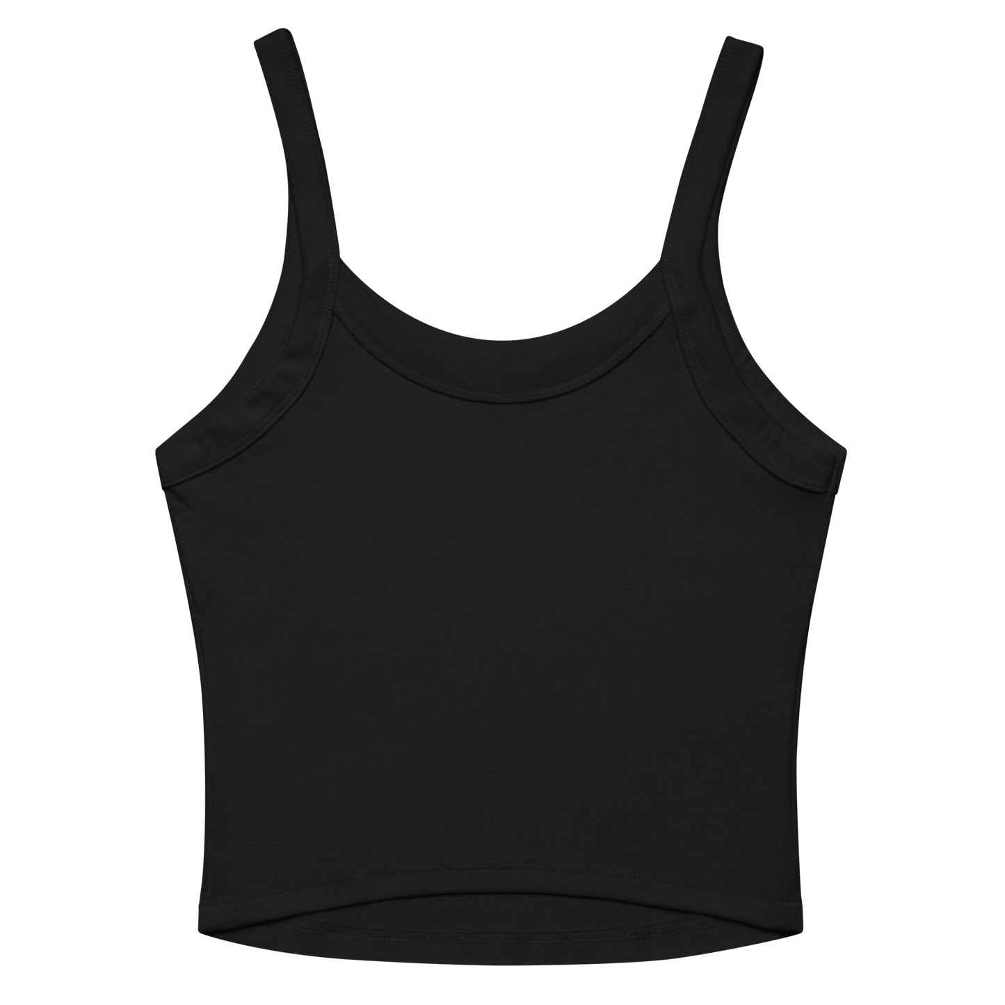 Back view of black NSC Girl tank top with no design, mid-length fit