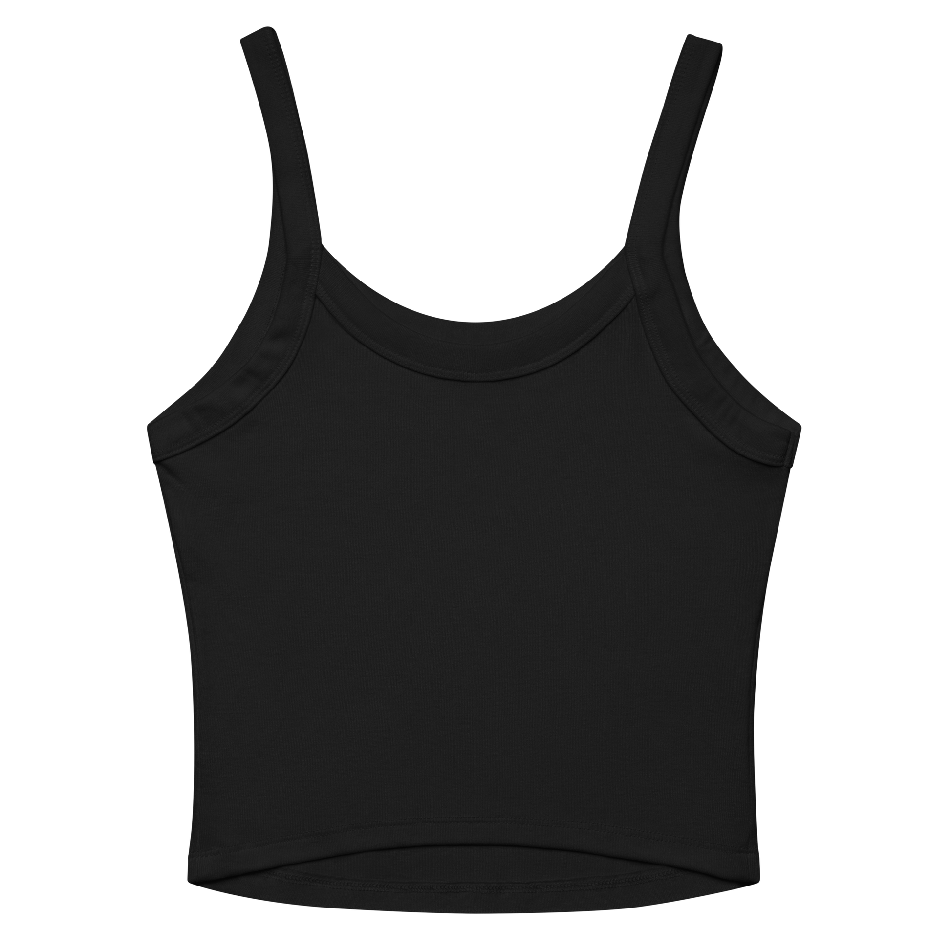 Back view of black NSC Girl tank top with no design, mid-length fit