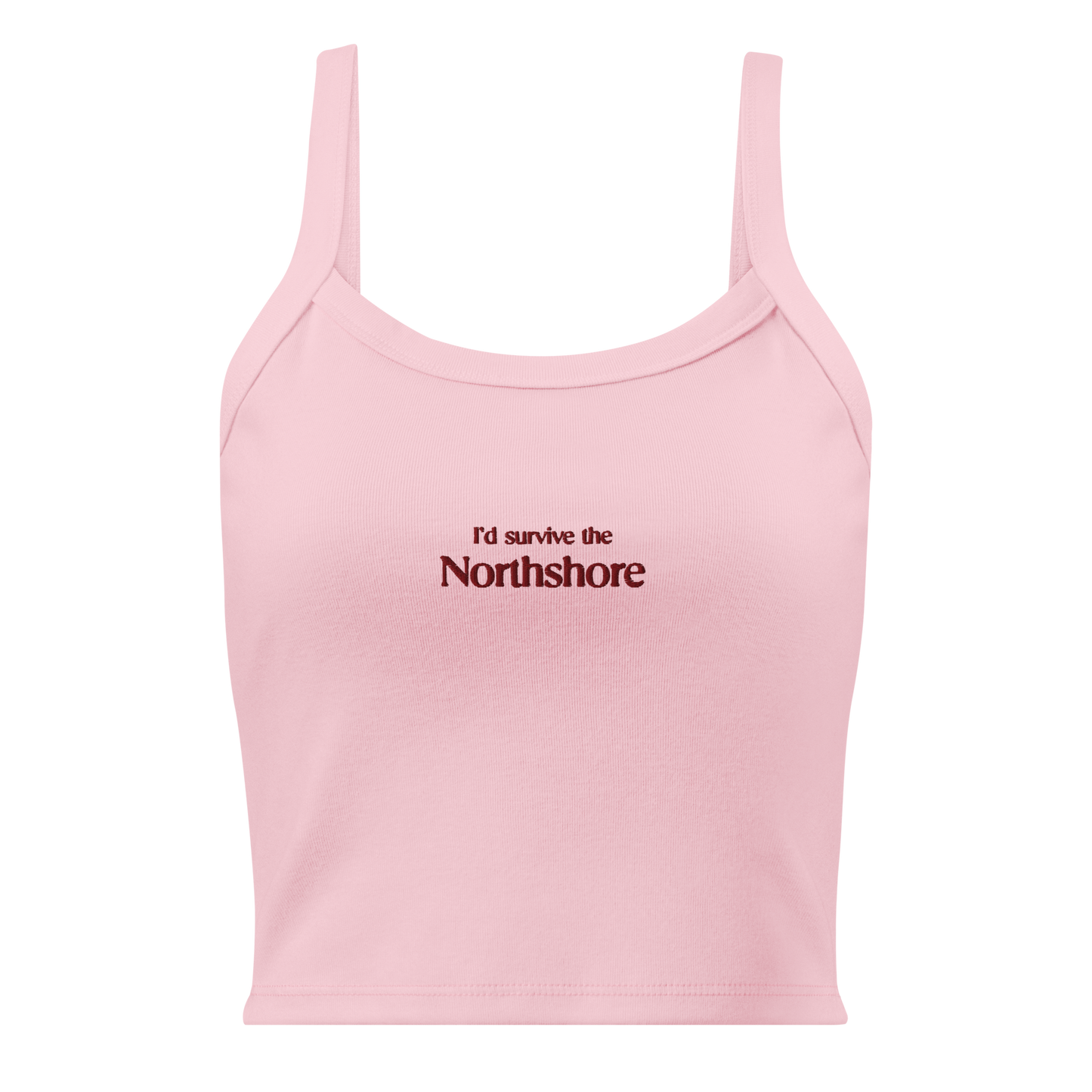 Mockup Pink Tank Top with text I´d survive the Northshore Lola King Merch